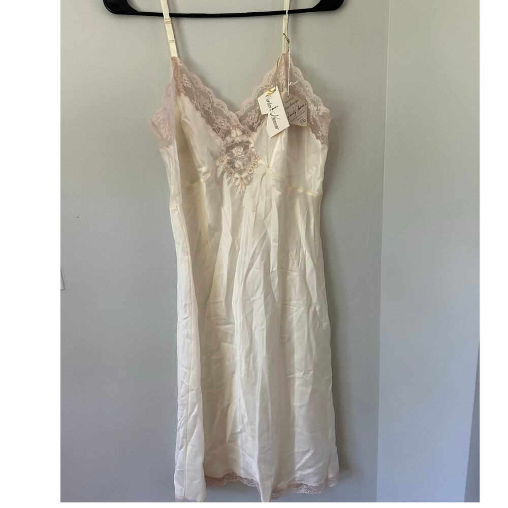 NWT Vintage Corhan Nourmair Lace Slip Dress Nightgown Made in USA Size 36